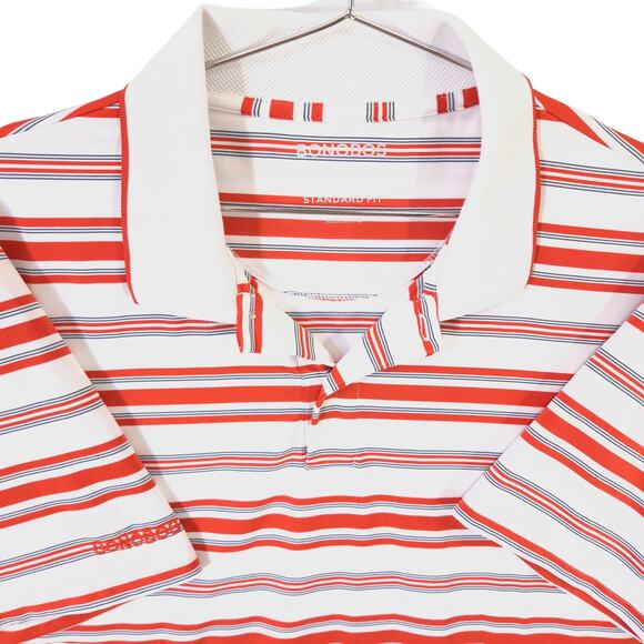 Bonobos Golf Polo Mens L Red White Blue Striped Performance Short Sleeve Shirt - Picture 1 of 8